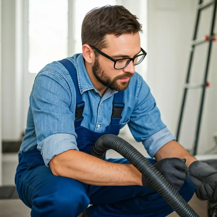 operaio di autospurghi che effettua servizio di disotturazione tubazioni