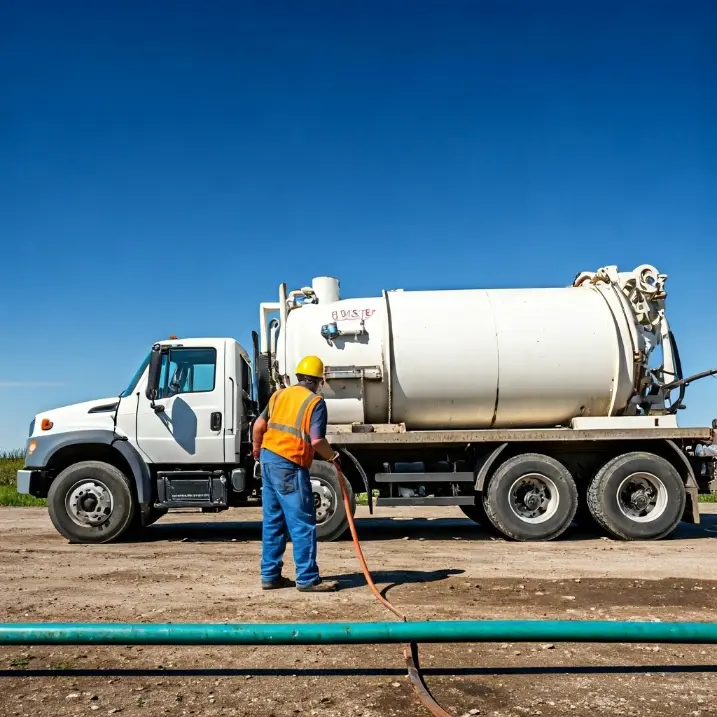 operaio che effettua un servizio di spurgo fognature